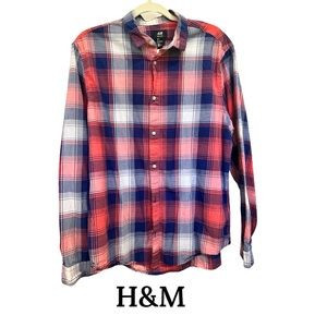 H&M Plaid Cotton button down -‎ Large - Excellent Condition - unisex